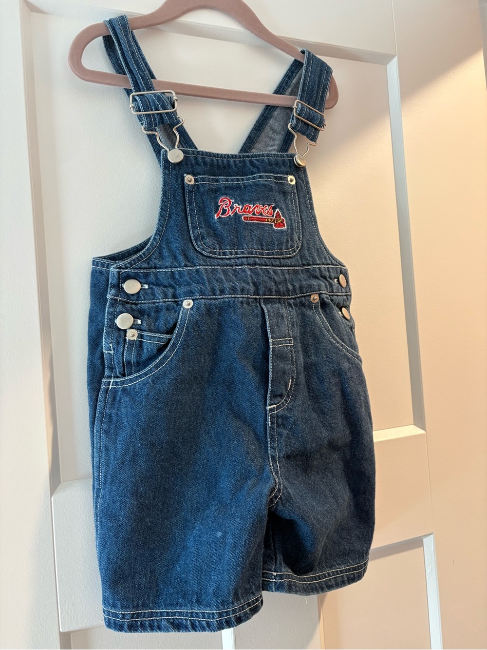 Atlanta Braves Denim Short Overalls for Kids - Blue